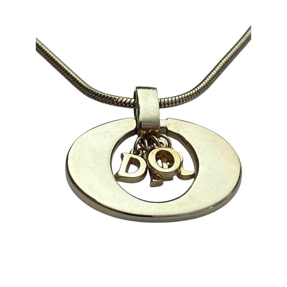 Authentic Dior Vintage Gold-Tone Logo Charm Necklace - Picture 3 of 11